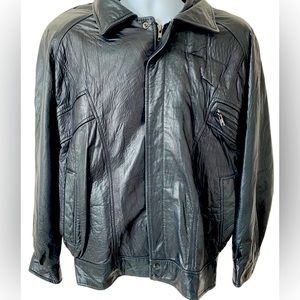 Black Bomber Jacket with Smooth Leather Finish